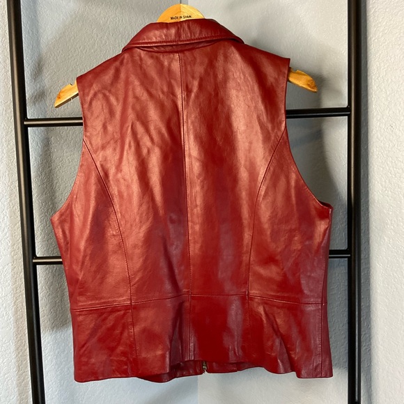 Deep Red Lambskin Leather Jacket vest size large - Picture 3 of 6